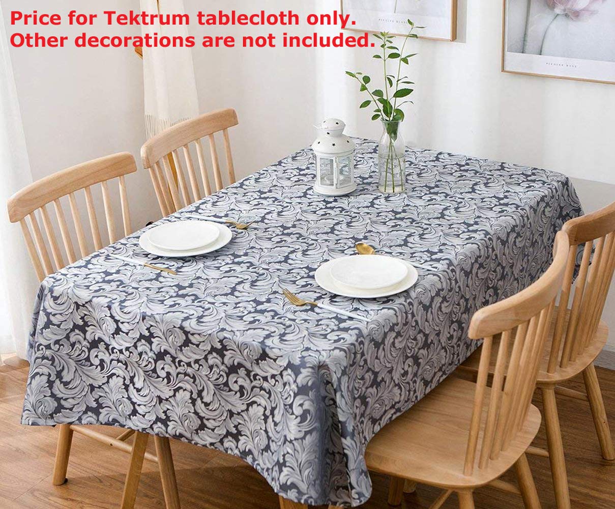 Tektrum 70 X 70 Inch Square Damask Jacquard Tablecloth Table Cover - Waterproof/Spill Proof/Stain Resistant/Wrinkle Free/Heavy D